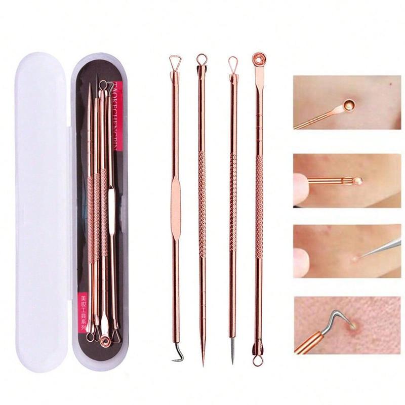 Blackhead & Acne Removal Needle Tool Kit with Storage Case, 4pcs Comfort Black Dots & Pimple Cleaner, Invisible Acne Pore Cleanser Needle Set, Professional Skincare Tools for Women