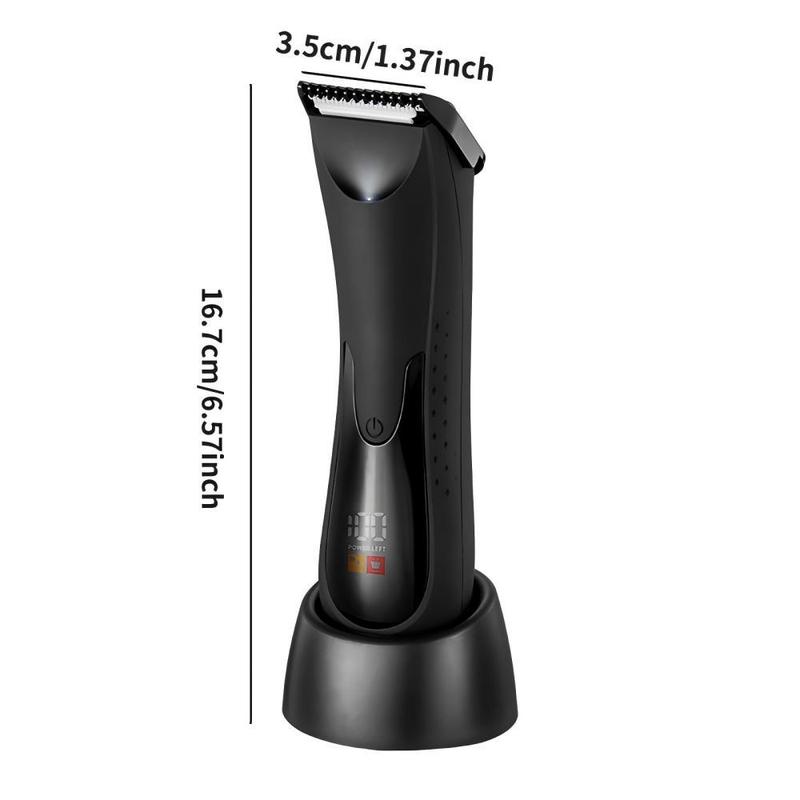 Electric Hair Trimmer with LCD Display, 1 Box IPX7 Waterproof Body Groomer for Pubic Body Groin Grooming, USB-C Charging Hair Removal Tool for Men