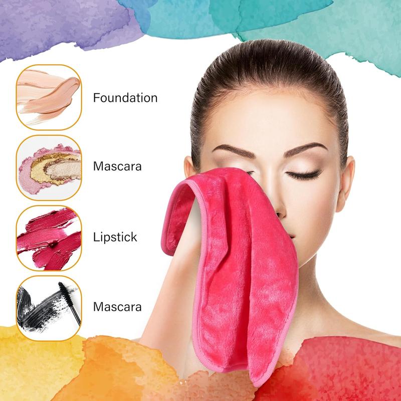 Makeup Remover Cloths, 8 Packs Makeup Remover Towels Reusable Face Wash Cloth, Soft Makeup Remover Microfiber Face Cloth for Women