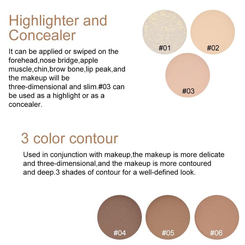 6 Colors Face Contour and Highlight Palette Face Contouring Makeup Kit for Beginners Cream Contour Palette for Mature Skin Cream Foundation Concealer Bronzer Powder Highlighter Makeup Palette