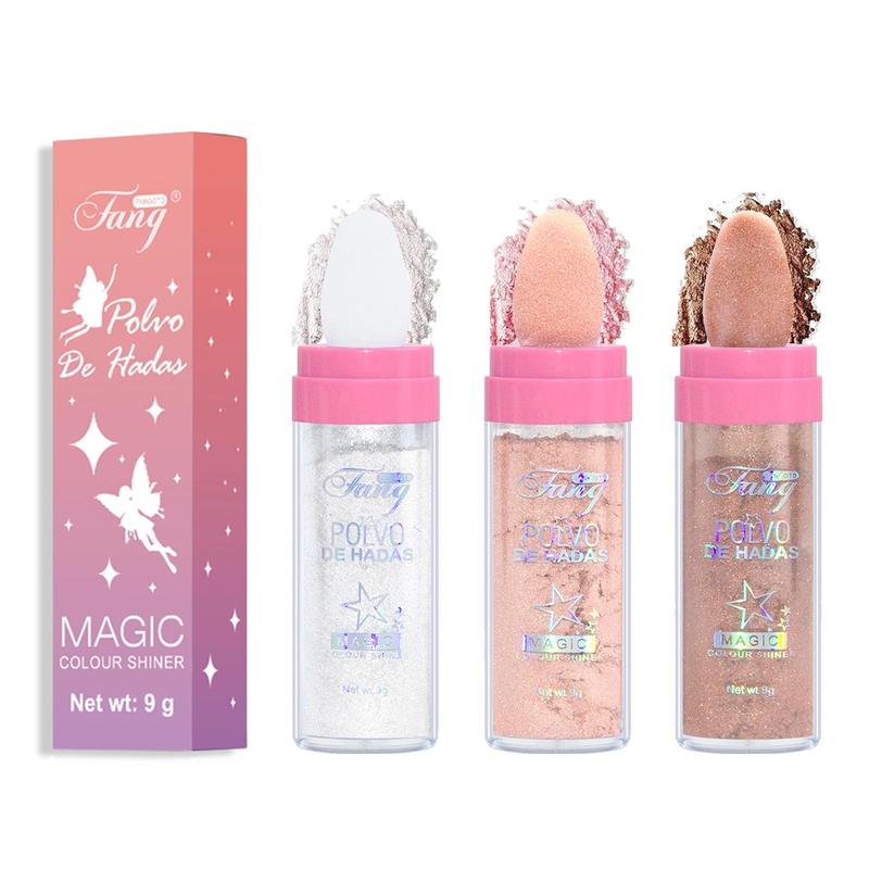 Fairy Highlighter Patting Powder, Magic Color Shiner, Face Body Glitter Powder Stick for Women, Natural Patting Glowing Powder for Makeup, Facial Cosmetic