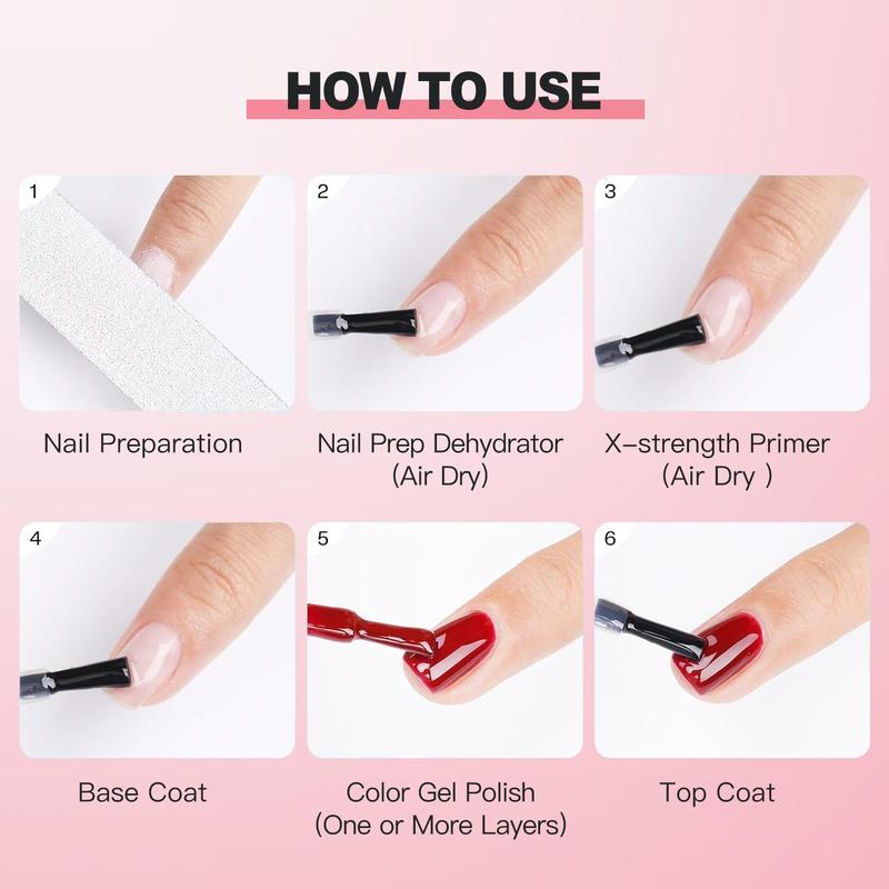 Nail Prep Dehydrator & Acid-free Primer Set, 1 Natural Nail Dehydrator & 1 Primer for Gel Polish and Acrylic Nail Uv Gel, Fast Drying Nail Supplies