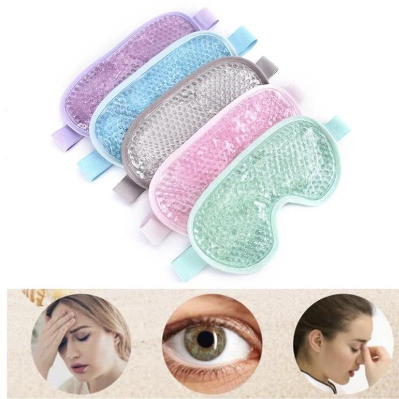 Ice Therapy Sleep Bead Eye Mask with Adjustable Strap, Beauty Eye Mask, Plush Ice Bag Sleep Eye Cover, Blackout Travel Eye Mask