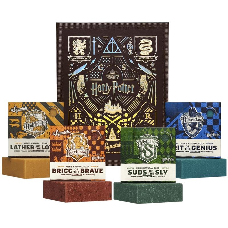 Soap Harry Potter Collection with Collector's Box - Men's Natural Bar Soap - 4 Bar Soap Bundle and Collector's Box - Soap inspired Gryffindor, Slytherin, Ravenclaw, and Hufflepuff