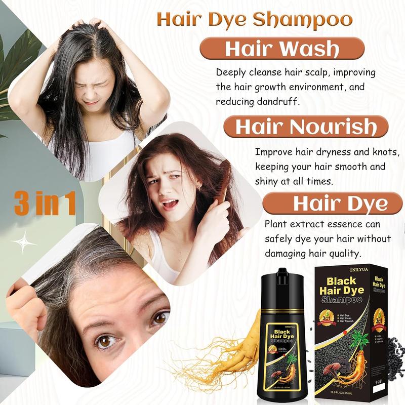 3-in-1 Multicolor Hair Dye Shampoo for Men & Women: Quick, Long-Lasting Gray Coverage, Multiple Colors Available, with Herbal Ingredients