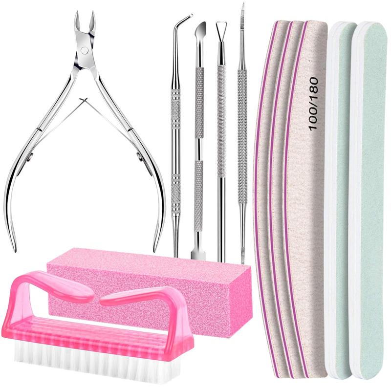 FANDAMEI Nail Care Tool Kit, Nail Files 100 180, Nail Buffer Block, Cuticle Nippers, Cuticle Trimmer, Cuticle Pusher, Nail Lifter for Ingrown Toenails, Nail Tools, Nail Kit, Pedicure & Manicure Tools