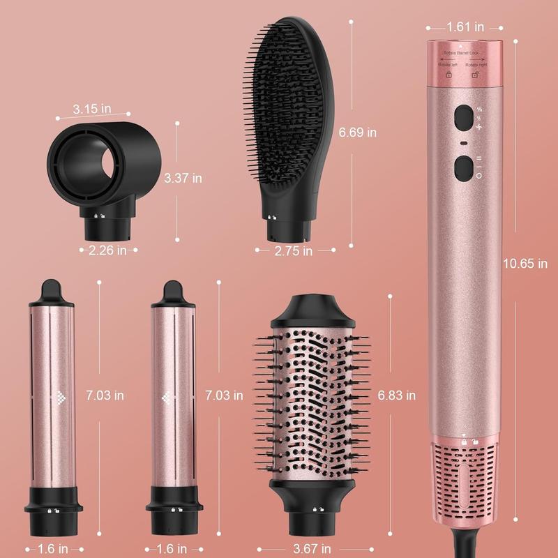 Hair Dryer Brush, 5 in 1 Blow Dryer Brush with Negative Ion, Detachable and Interchangeable Brush Blow Dryer for Straightening Curling Drying Combing Scalp Massage Styling, Hot Air Brush with Glove