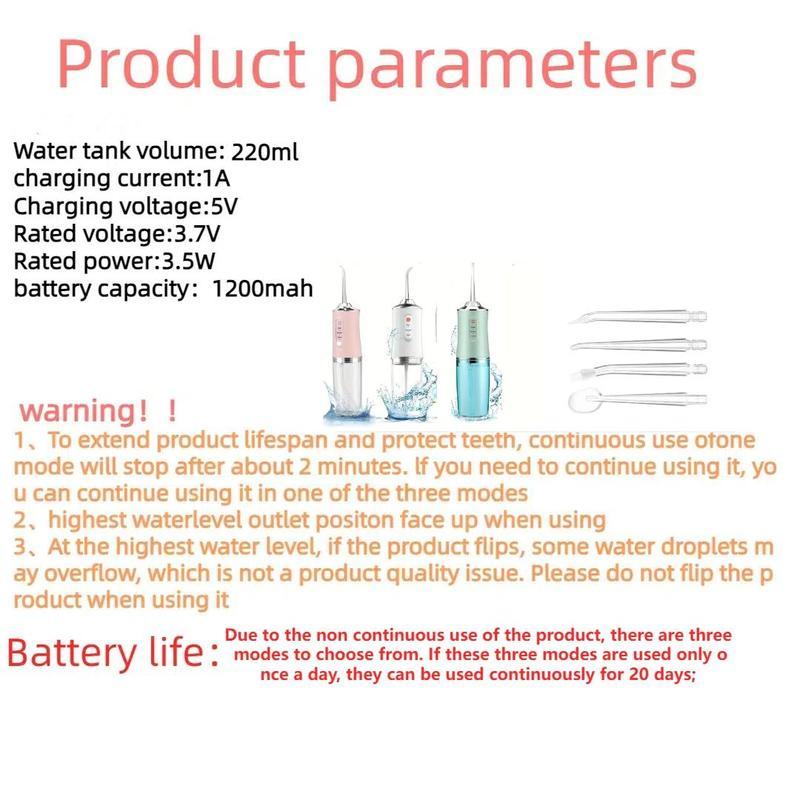 Water flosser Christmas Special Offer HighQuality High Quality Portable Oral lrrigator Only9.9 RMB 4 in 1| Cordless Oral lrrigator with DlyMode and 4 Nozzles, IPX7 Waterproof, 3Cleaning Modes, Powerful Mini Bursts for Teethand Braces Care