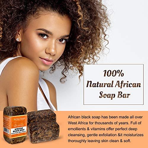 It's Pure Natural African Black Chunk Soap 8oz with Extra Rich Shea Butter Raw Soap for Face & Body Body Care Body Wash