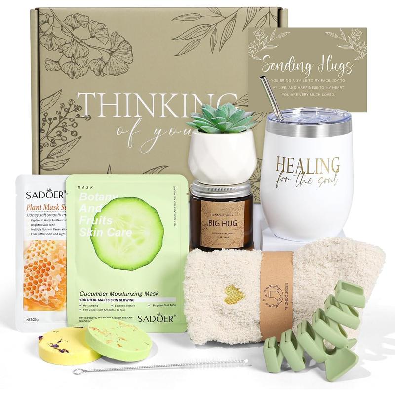 Thinking of You Care Package for Women - Get Well Soon Gift Basket for Sick Friend After Surgery Gifts Feel Better Gifts for Women, Sympathy Gift Baskets Sending Hugs, Self-Care Spa Gifts for Women