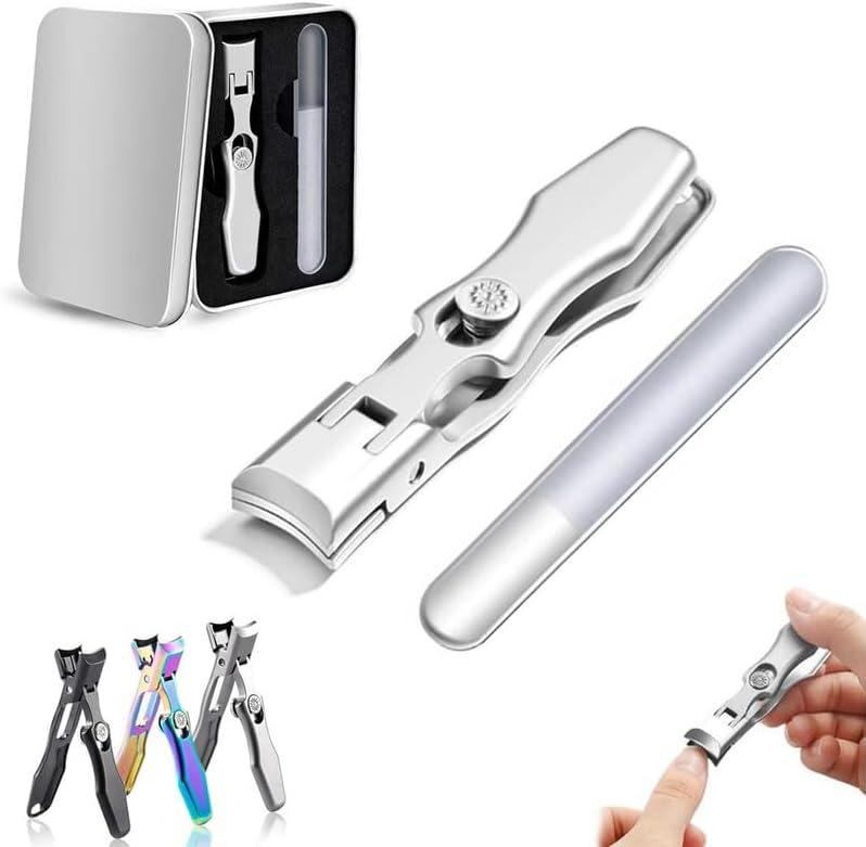 2024 Upgrade Nail Clippers - Large Wide Jaw Opening Toe Nail Clippers for Seniors, Kid, Heavy Duty Stainless Steel No Splash Fingernail Clipper Cutters Long Handle with Catcher