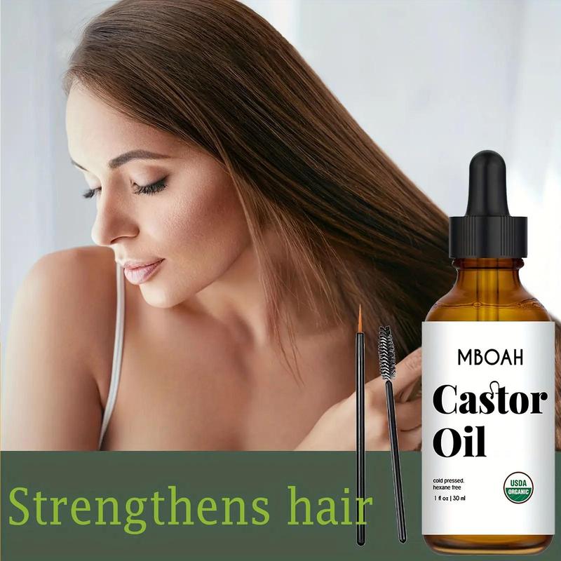 Natural Organic Virgin Organic Moroccan Argan Oil for Hair & Eyelash, 2pcs set Strengthening & Thickening Hair Care Oil with Applicator Tool, Moisturizing & Hair Care Set