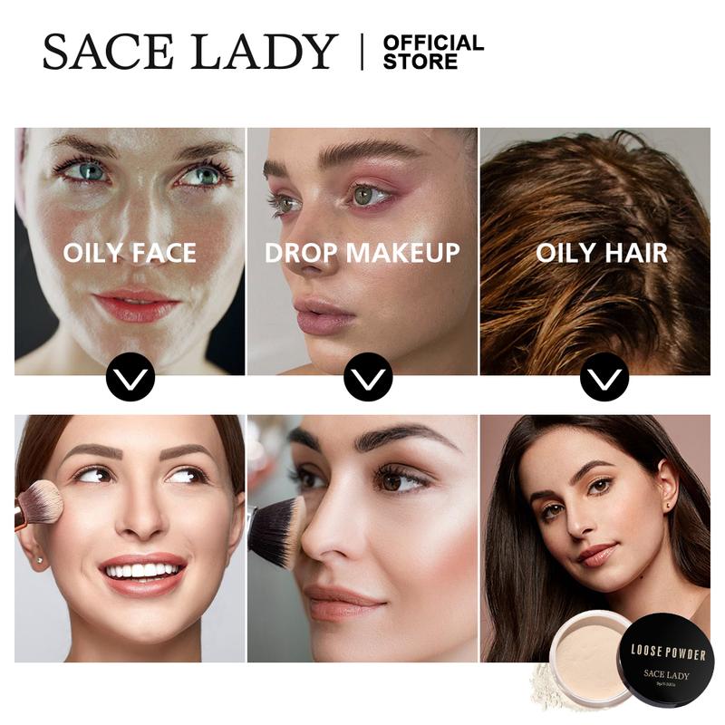 SACE LADY Oil Control Loose Powder Ultra Matte Long-lasting Waterproof Smooth Face Setting Powder Makeup 0.32Oz