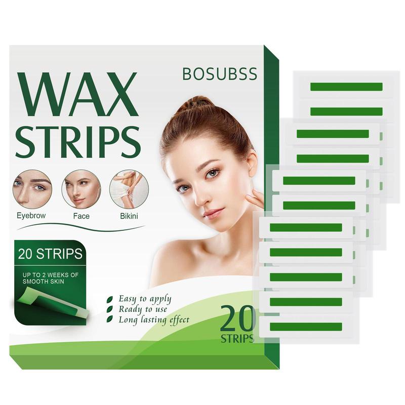 Wax Strips for Face, 20pcs box Waxing Strips for Face, Legs, Arms, Bikini Area, Gentle Formula Wax Strips for All Skin Types, Easy To Use