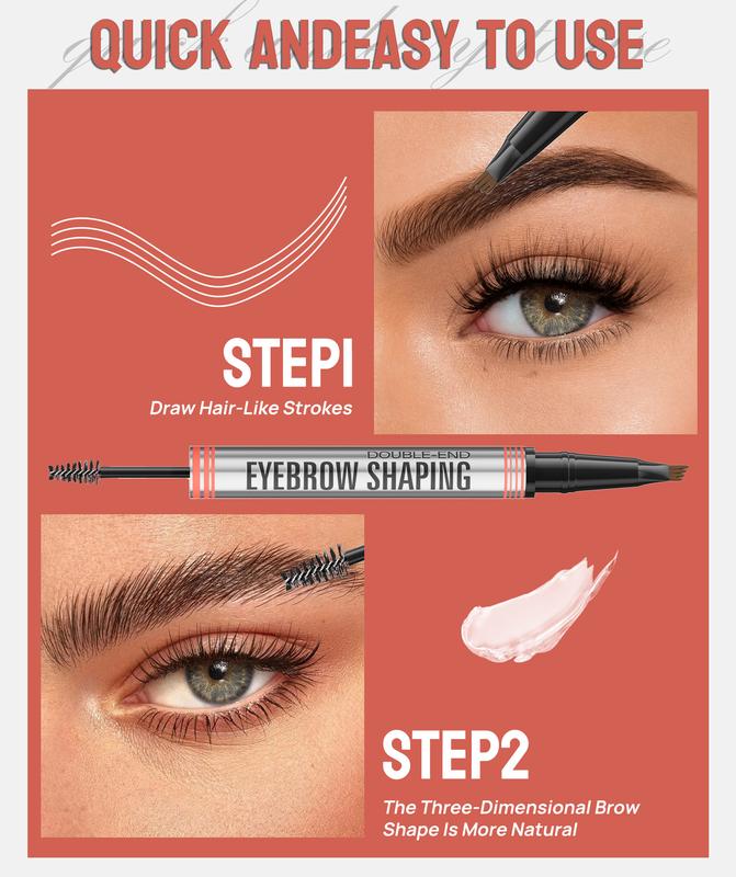 Eyebrow Pencil and Eyebrow Gel 2 in 1,4 Tip Head eyebrow pencil,1.5ml Gel,Easy and Convennient to use,Natural Look Brow,Beauty,All-in-One Brow Tool,Waterproof and sweatproof, Cosmetic