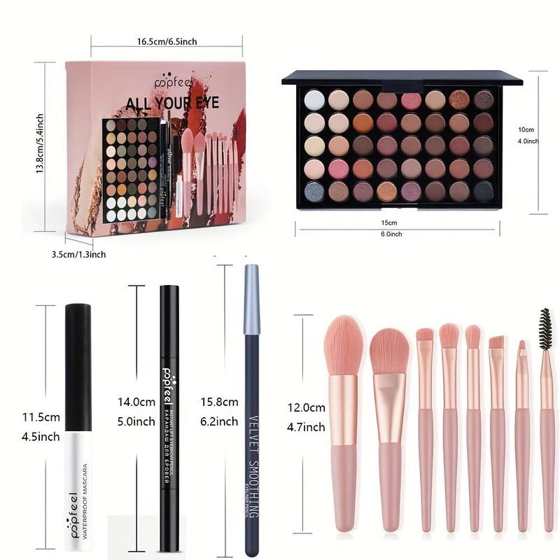 Makeup Set, 1 Set Eyeshadow Palette & Eyeliner & Mascara & Eyebrow Pen & Makeup Brushes, Colorful Eye Makeup Tool Gift Box Set, Cosmetic Product for Women