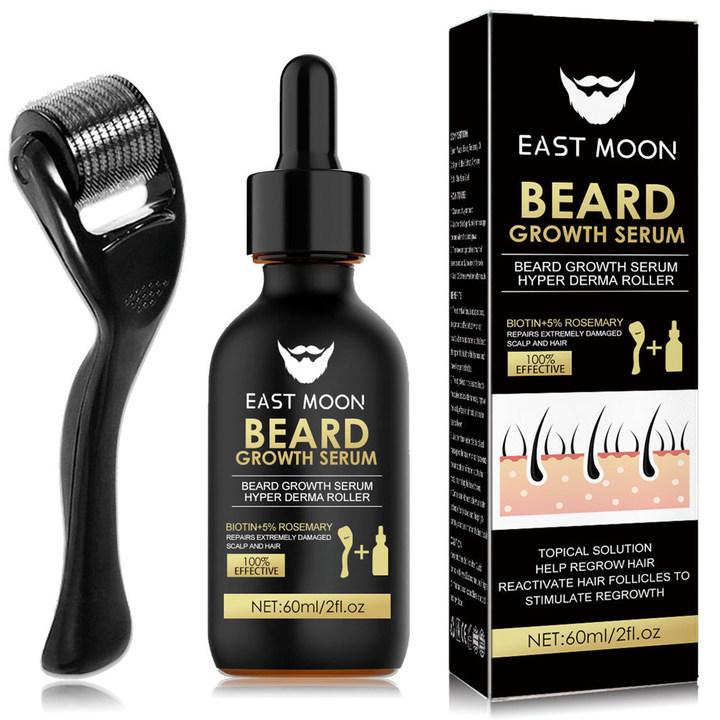 Beard Growth Serum & Beard Massage Derma Roller, 2 Counts set Beard Care Accessories for Strengthening Beard, Beard Care Product & Tool for Men Daily Use, Comfort Hair Care Supplies, Lightweight, Birthdy Gifts, Nutritious Oil for Beard Care