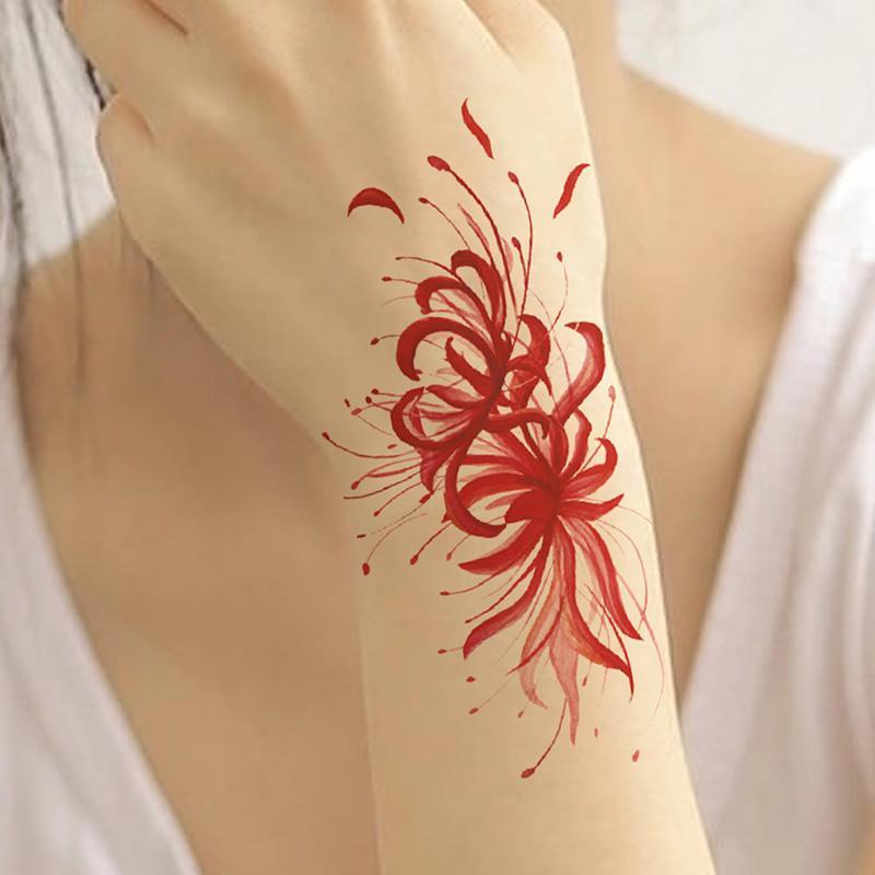 Blooming Flower Design Temporary Tattoo For Women, 1 Count Long-lasting Fake Tattoo For Body, Arm, Thigh, Holiday Party Decoration