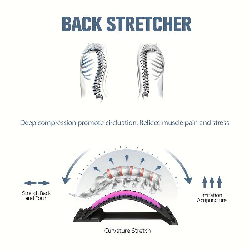 Back Stretcher for Relieving Lower Back Pain, 3-Level Adjustable Waist Back Biscuit Board, Back Massager, Back Massager for Relieving Pain of Intervertebral Disc Protrusion, Back Crack Device, Back Decompression, Spinal Decompression, spine Conditioner