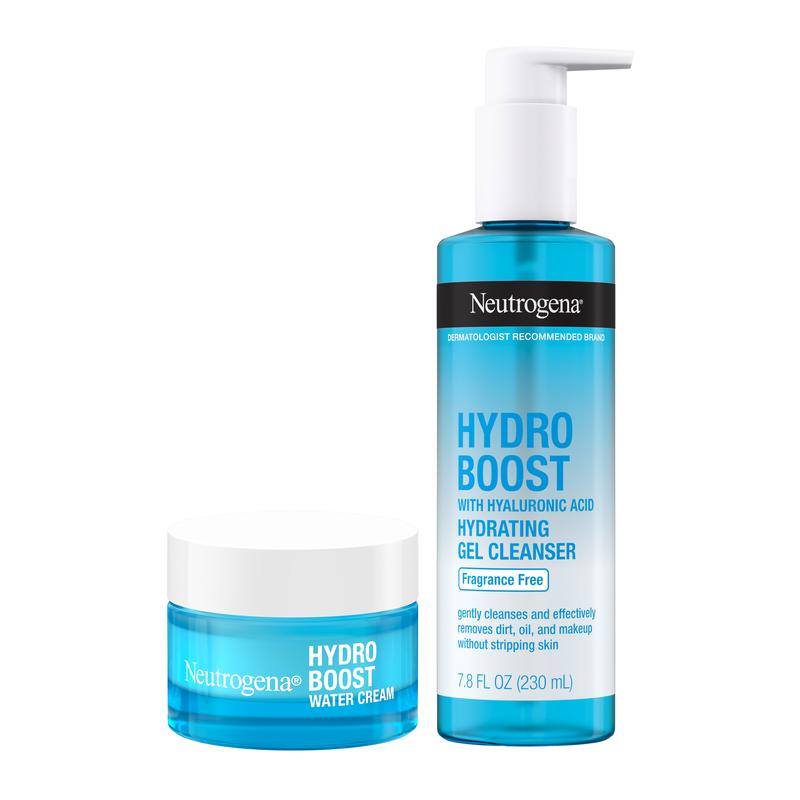 Neutrogena Hydrating Duo, Hydro Boost Facial Cleanser 7.8 fl. oz & Hydro Boost Water Cream Face Moisturizer 1.7 fl.oz, Fragrance Free Gel Hydrate