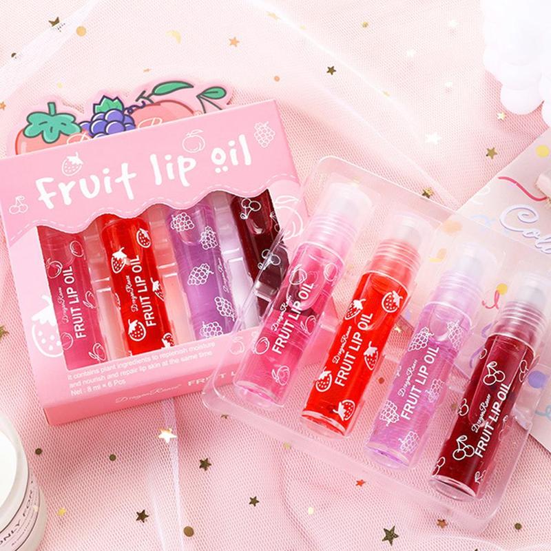 Moisturizing Lip Oil, Rolling Ball Design Lip Moisturizer, Hydrating Lip Balm, Lip Care Product for Women & Girls