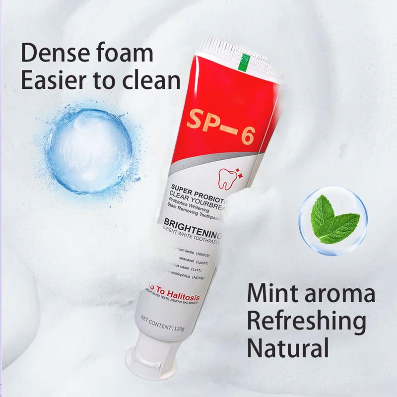 SP-6 Toothpaste Remove smoke stains, Oral Health Management,Fresh Breath,Probiotic Toothpaste for Oral Health Management, with Sodium Saccharin and Lactobacillus,Hydroxyapatite, Whitening Toothpaste Fresh Breath whitening  toothpaste