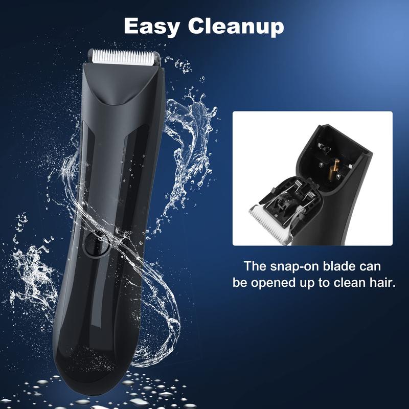 Electric Body Hair Trimmer for Men, Pubic Hair Trimmer Clipper Shaver, Rechargeable Cordless Body Hair Groomer with Four Guide Combs for Body Hair, Ball and Groin Area.