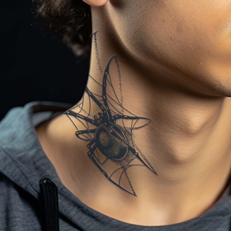 Dark Style Spider Long-Lasting Waterproof Tattoo Stickers, Semi-Permanent Simulation Non-Reflective Temporary Tattoo Stickers for Men Arm Neck Fake Tattoo