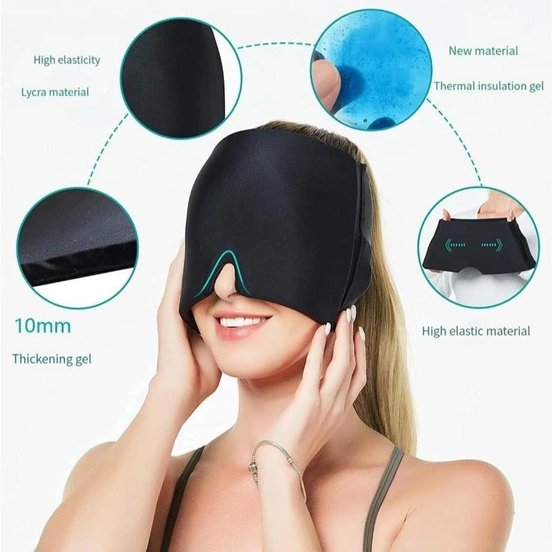 Cold Compress Gel Eye Mask, 1 Count Reusable Headache Relief Cooling Gel Mask, Hot & Cold Compress Headache Relief Hat for Women & Men