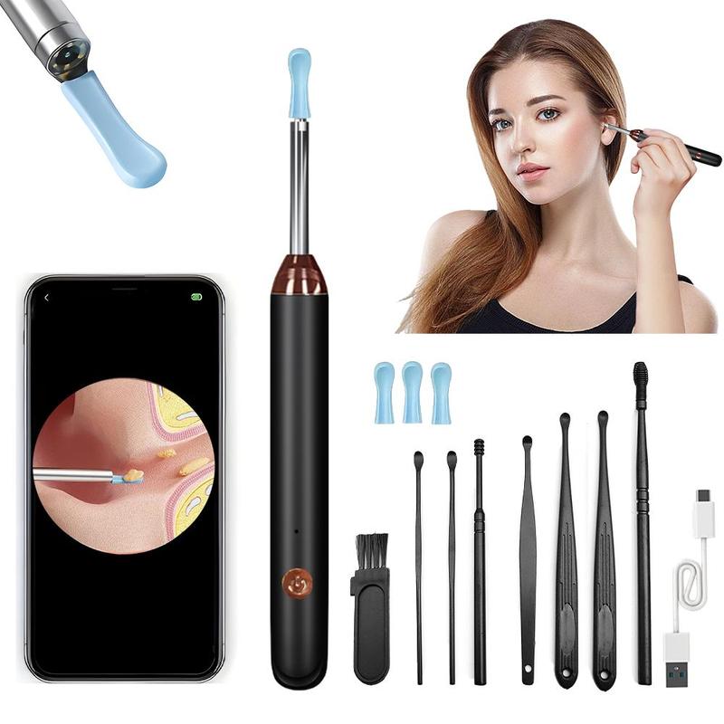 Wireless Ear Wax Removal Tool, 1 Set Visual Ear Cleaning Ear Wax Removal Tool with Camera & Light, Ear Wax Removal Kit for iOS & Android, Christmas Gift