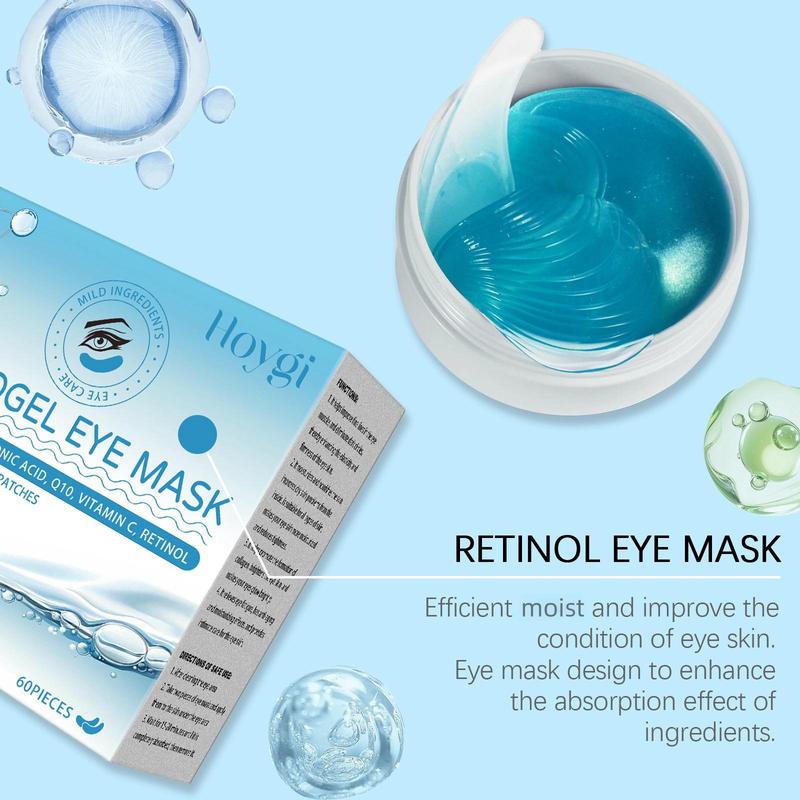 Hyaluronic Acid & Retinol Eye Mask, 60pcs box Moisturizing Eye Mask, Eye Care Product for Women & Men, Suitable for All Skin Types