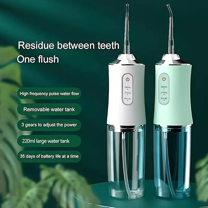 Rechargeable Water flosser, Dental Cleaner, Dental Flosser Water Jet Oral Irrigator for Teeth，IPX7 Waterproof, 3 Modes, 4 nozzles, Rechargeable Portable Rechargeable Portable