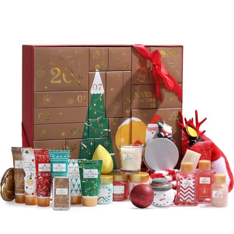 24-Piece Bath and Body Care Christmas Advent Calendar Gift Set 2024 by BODY & EARTH. Countdown Christmas Gifts for Women.