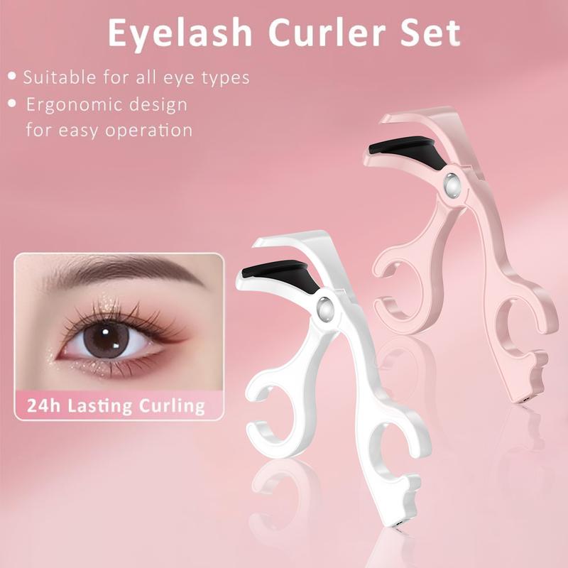 Portable Electric Heated Lash Curler Rechargeable with Sensing Heating Silicone Pad, USB fast charging Pink and White eyelash Cosmetic Makeup Plastic