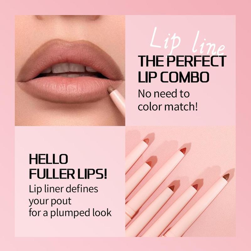 Long Lasting Lip Liner, Waterproof Lip Liner Pencil, Easy Coloring Lip Sticks, Moisturizing Lip Liner, Suitable for All Skin Types Lip Liner, Girls and Women Makeup Accessories