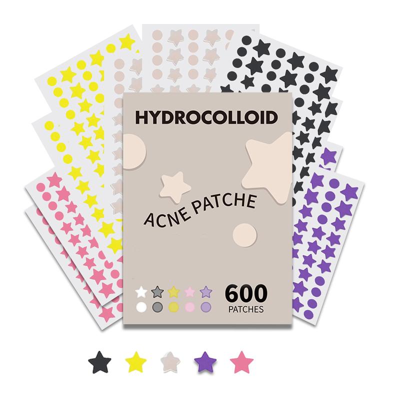 Hydrocolloid Acne Pimple Patch Set for All Skin Types - 600 Counts, Unisex Adult - Hypoallergenic, Unscented & Alcohol-Free, Waterproof Cleansing Pimple Strips - Non-Toxic, No Accessory, Quick Clean Effect Skincare Blend