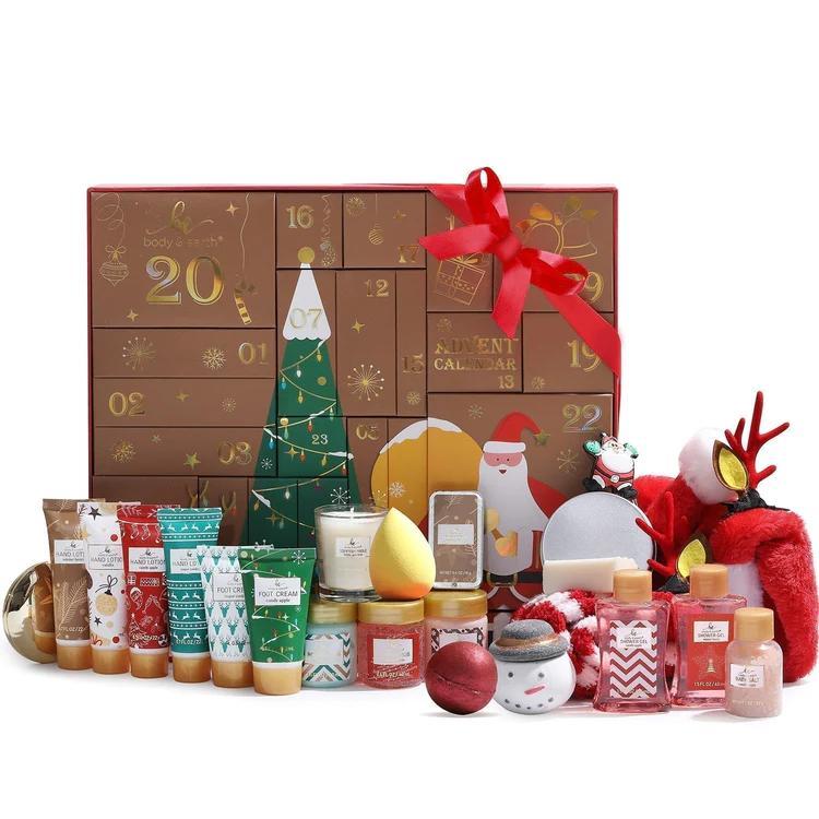 24-Piece Bath and Body Care Christmas Advent Calendar Gift Set 2024 by BODY & EARTH. Countdown Christmas Gifts for Women.