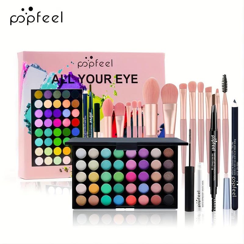 Makeup Set, 1 Set Eyeshadow Palette & Eyeliner & Mascara & Eyebrow Pen & Makeup Brushes, Colorful Eye Makeup Tool Gift Box Set, Cosmetic Product for Women