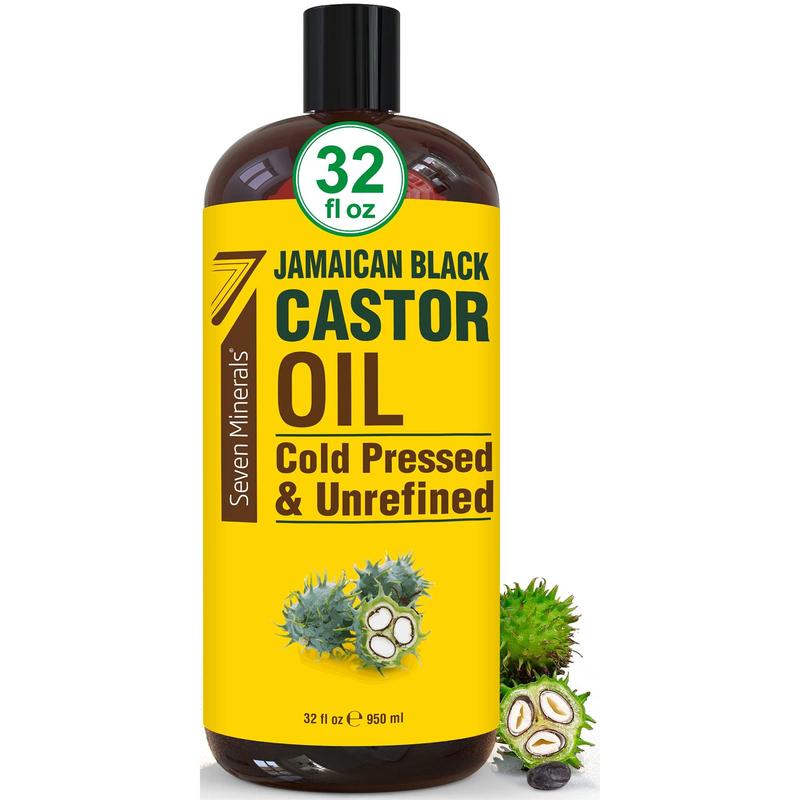 Seven Minerals, Pure Jamaican Black Castor Oil - Big 32 fl oz Bottle - Unrefined & Hexane Free Body Care Cosmetic