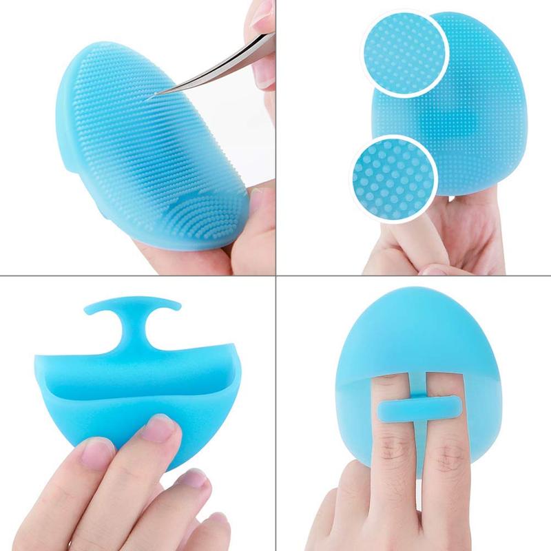 Super Soft Silicone Face Cleanser and Massager Brush Manual Facial Cleansing Brush Handheld Mat Scrubber for Sensitive, Delicate, Dry Skin (Pack of 4)