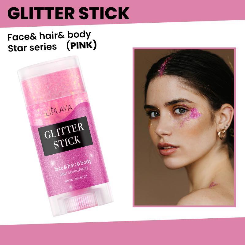 Glitter Stick, Long Lasting Body Glitter Stick, Highlighter Stick, Natural Brightening Makeup Stick, Suitable for Faces, Lips and Eyes