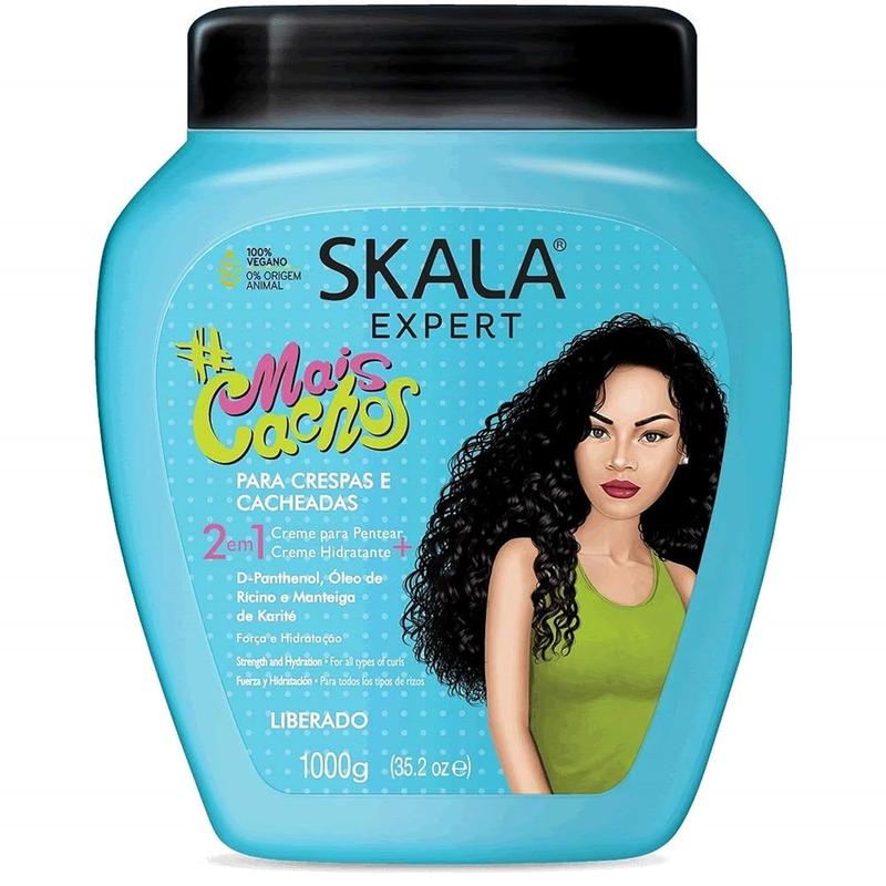 SKALA Mais Cachos Hair Type 3ABC-Eliminate Anti Frizz, For Curly Hair -2 in 1 Conditioning Treatment Cream and Cream To Comb 100% VEGAN 35.2 Oz 1Pack