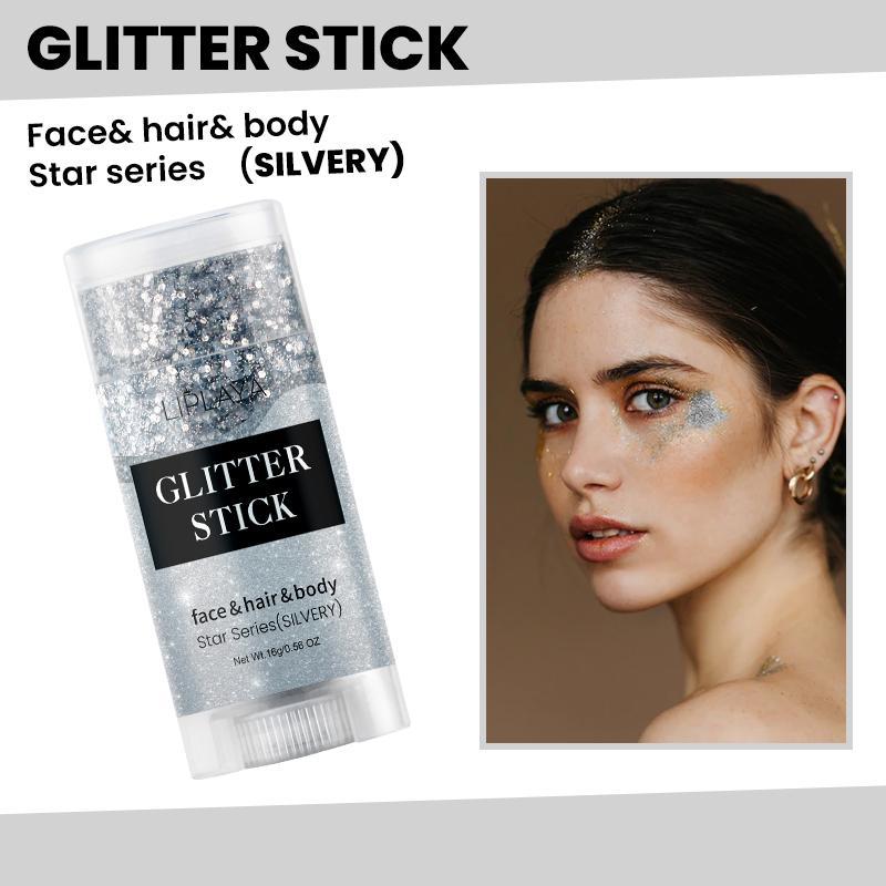 Glitter Stick, Long Lasting Body Glitter Stick, Highlighter Stick, Natural Brightening Makeup Stick, Suitable for Faces, Lips and Eyes