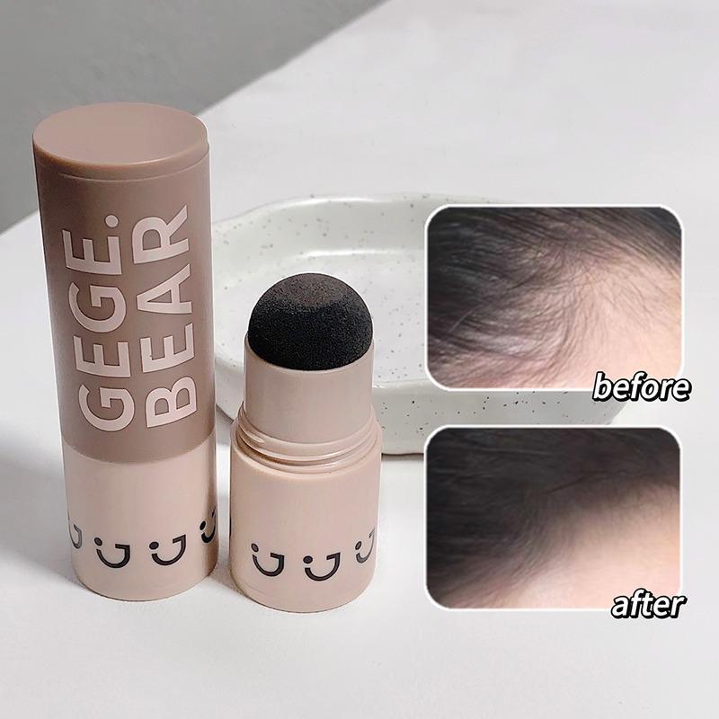 Gege Bear Hairline Contouring Shadow Powder Stick, Portable Natural Instant Hairline Contour Stick With Sponge Tip, Convenient to Use, Hair Makeup For Women