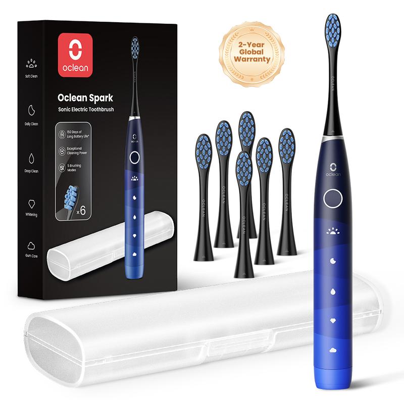 [BF CM Deals]Oclean Spark Sonic Electric Toothbrush for adults, 6 brush heads, 5 modes,Smart timer,soft bristles, travel case,Best Christmas Gift