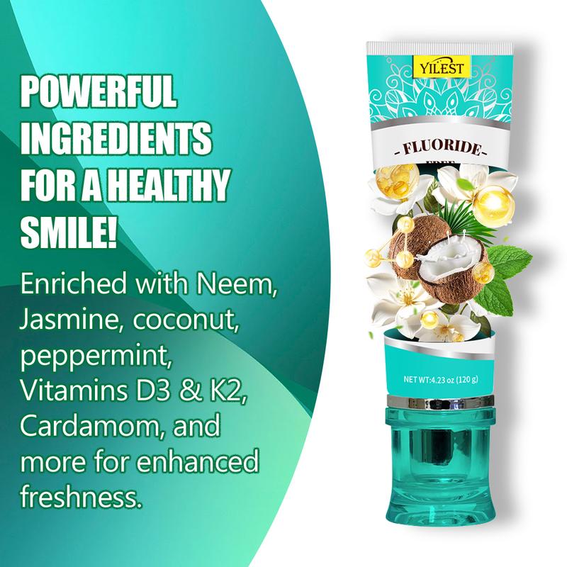 Non Fluoride, Hydroxyapatite, Whitening Toothpaste - Freshens Breath, Fights Plaque - CocoMint Jasmine Neem, 4.2oz Oral