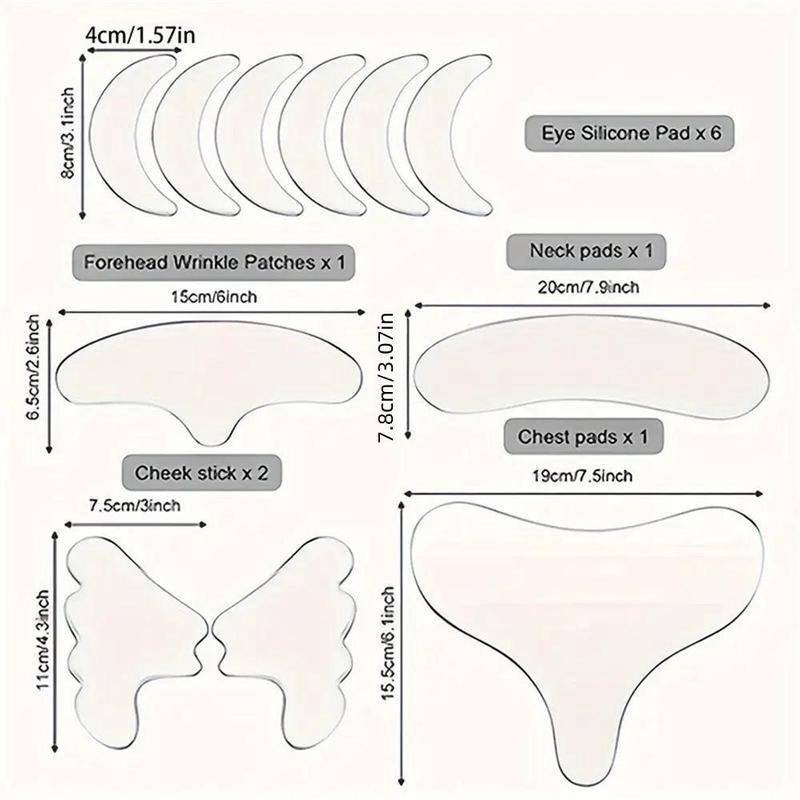 Reusable Silicone Face Patches, 11pcs set Forehead Patch with Cheek Patches & Neck Patch & Eye Patches & Chest Patch, Professional Skin Care Tools for Women