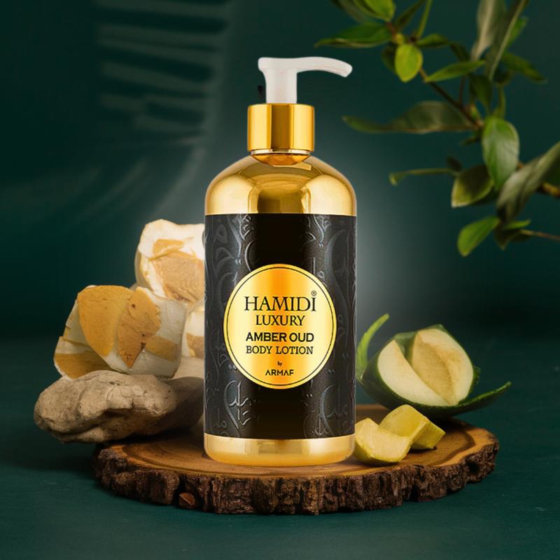 LUXURY AMBER OUD BODY LOTION 500ML (16.9 OZ) By Hamidi | Ultra Moisturizing & Skin-Nourishing | For Men & Women.