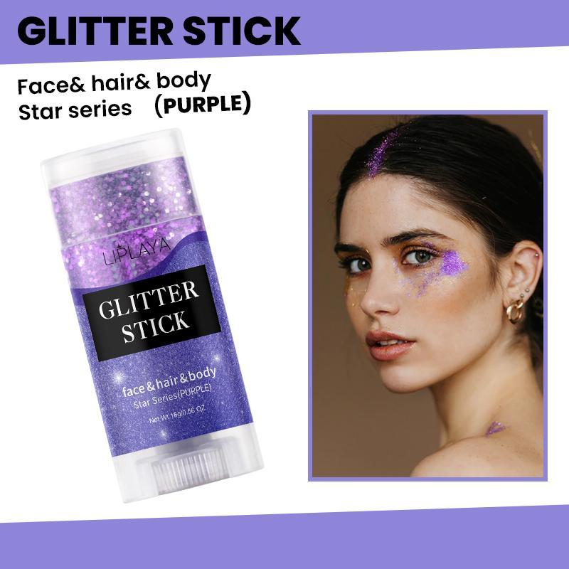 Glitter Stick, Long Lasting Body Glitter Stick, Highlighter Stick, Natural Brightening Makeup Stick, Suitable for Faces, Lips and Eyes