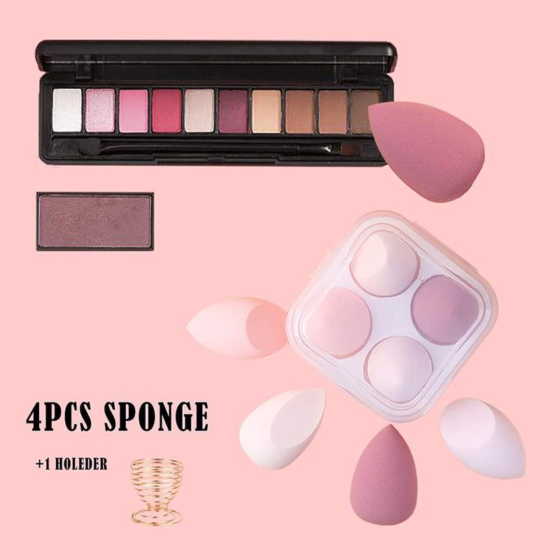 Makeup Sponge Set, 4 Counts Beauty Sponge Mixing Blender With 1 Count Storage Box, Perfect For Cream, Powder And Liquid